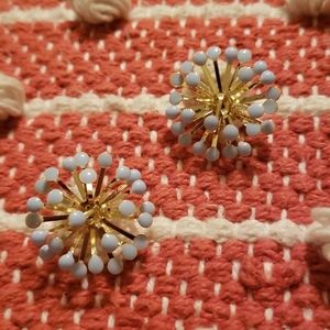 Sky Blue and Gold Dandelion Earrings